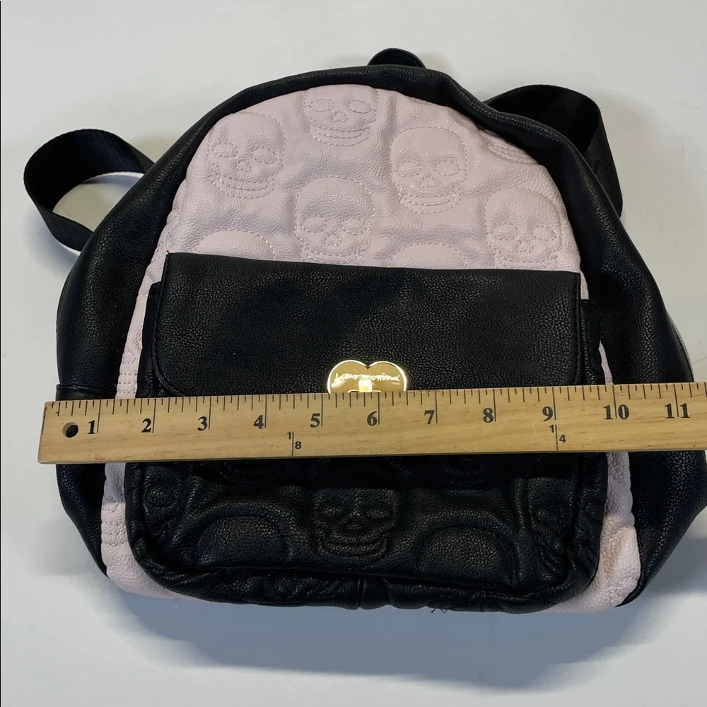 Betsey Johnson Skull Mini Backpack Black Pink Quilted Hoth Bag